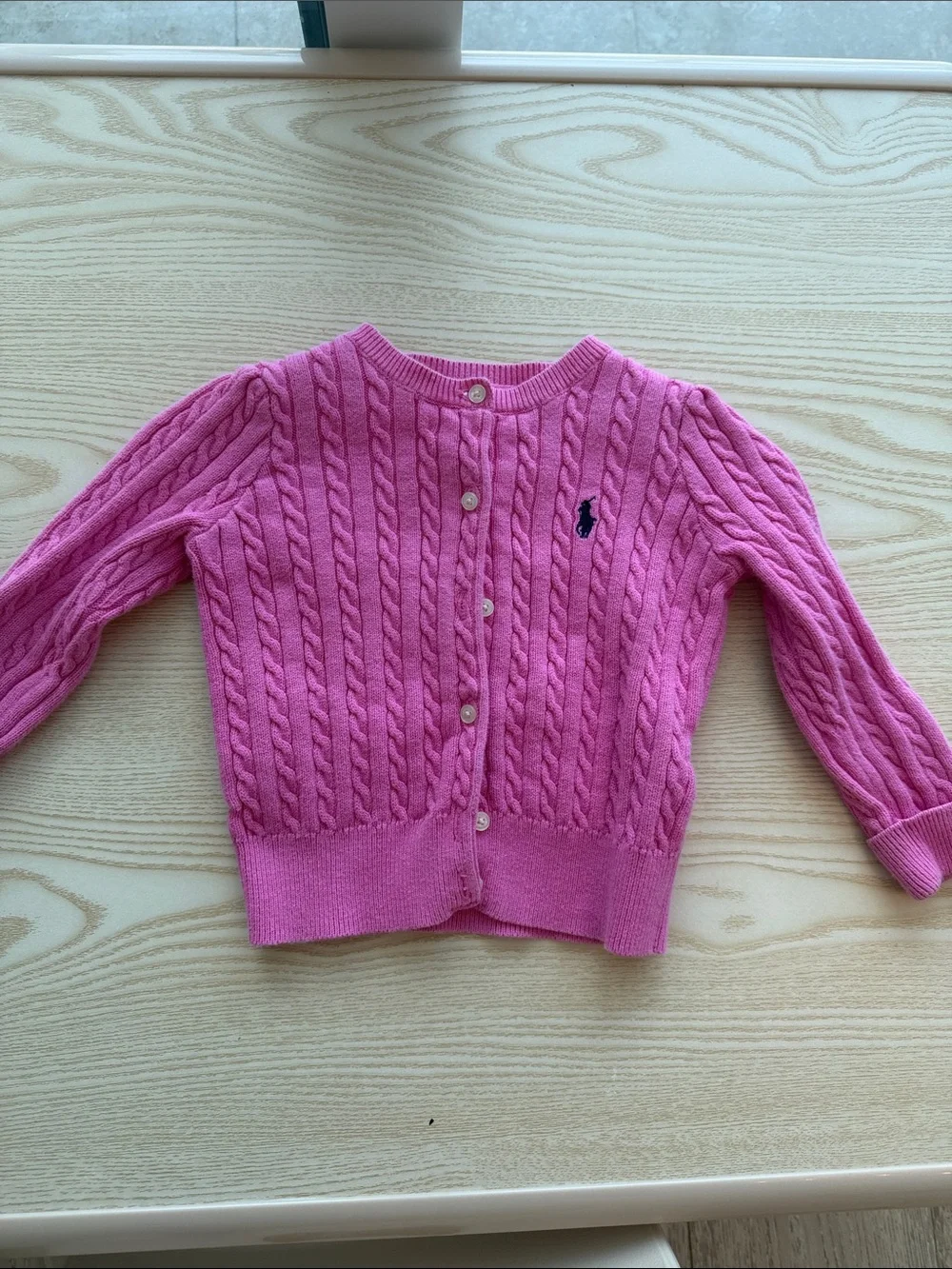 Ralph Lauren Girls Cable-Knit Cardigan Set - White & Bright Pink